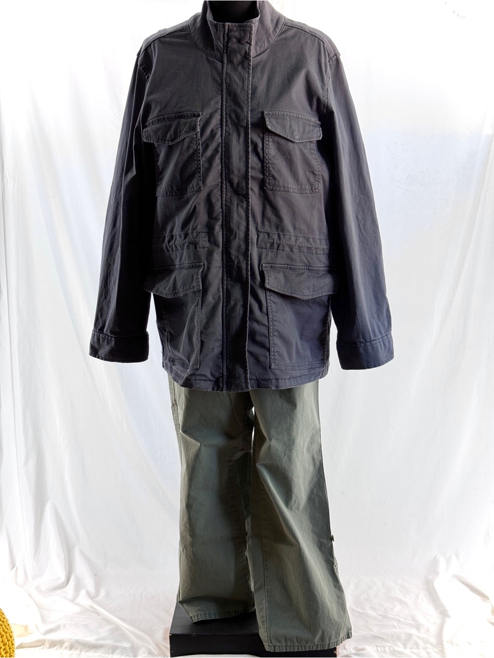 Time and Tru Grey Zip-Front Mock Neck Jacket XXL Military Luxe / Urban Gorpcore